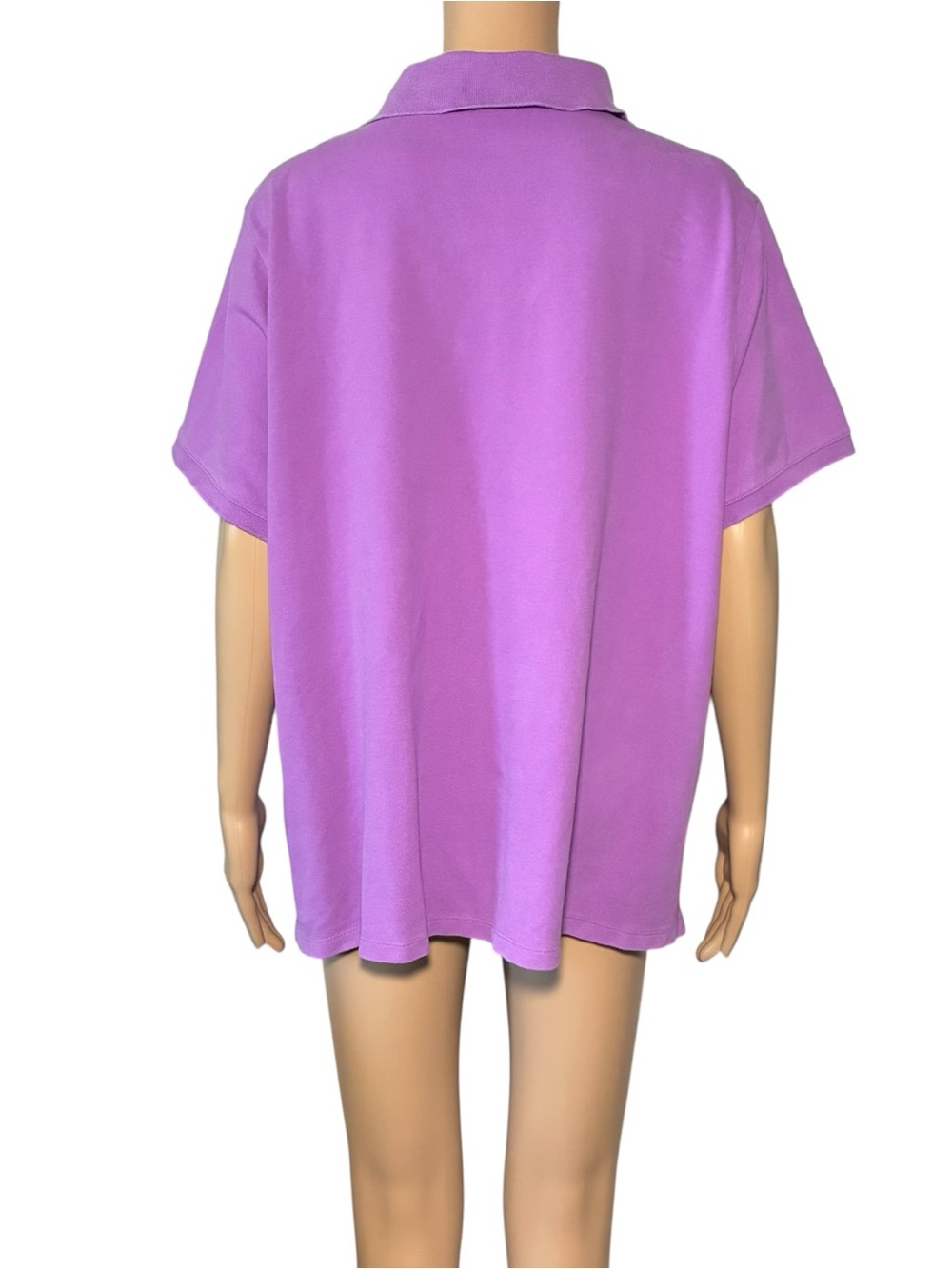 Lands' End Women's Polo Shirt 2X Lilac Short Sleeve Collared Cotton Blend Top - Picture 2 of 8